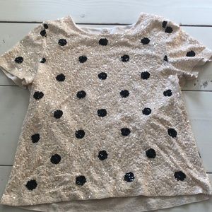 JCrew sequined polka dot top